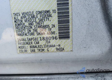 2014 Nissan Altima 2.5 S z USA, uszkodzony, nr VIN 1N4AL3AP5EC188096